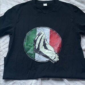 Men's Black Graphic Tee with Italian Flag Design